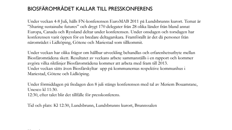 Presskonferens om FN-konferens Fredag.