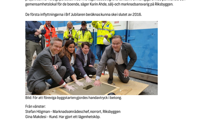 Byggstart för Brf Jubilaren i Ursvik