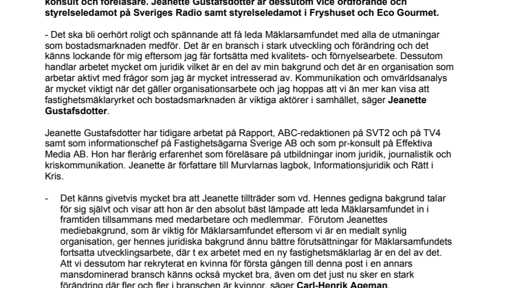 Ny vd för Mäklarsamfundet