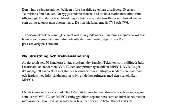 Från fem till över femtio tv-kanaler i Idre 