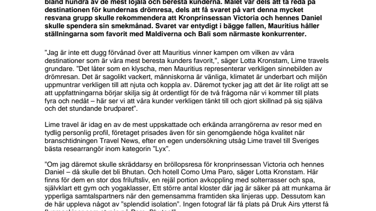 Lime travel presenterar kundundesökning om "drömresan"