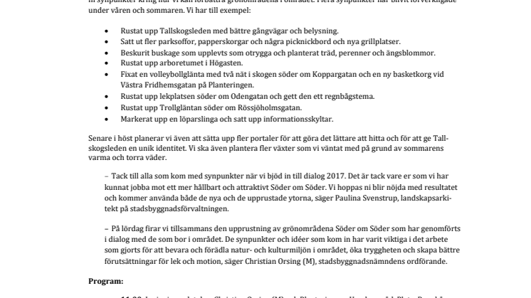 Invigning och prova-på aktiviteter Söder om Söder