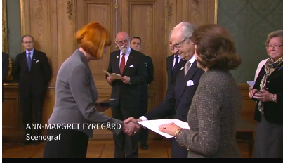 Set and costume designer Ann-Margret Fyregård awarded a medal by the King Carl XVI Gustaf