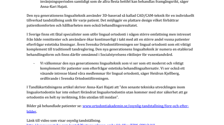 Genombrott för lingual ortodonti