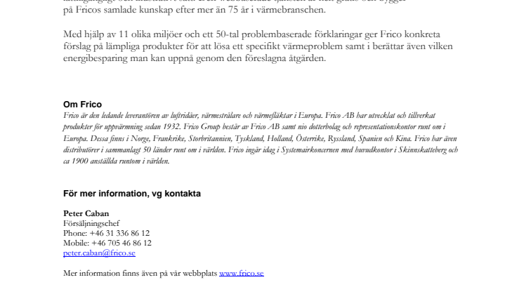 Frico lanserar Värmeguiden
