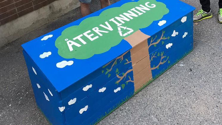 Återvinningslåda på Ektorps skola