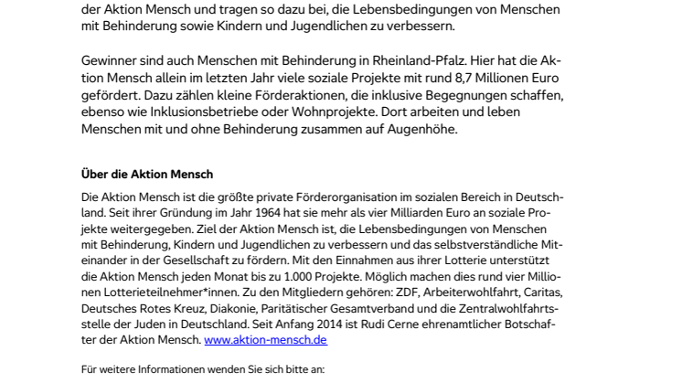 Landkreis Südwestpfalz: Glückspilz gewinnt 250.000 Euro bei Aktion Mensch 