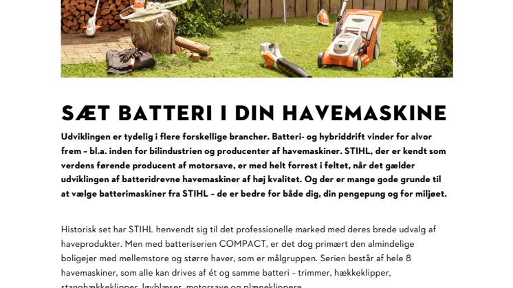 Sæt batteri i din havemaskine