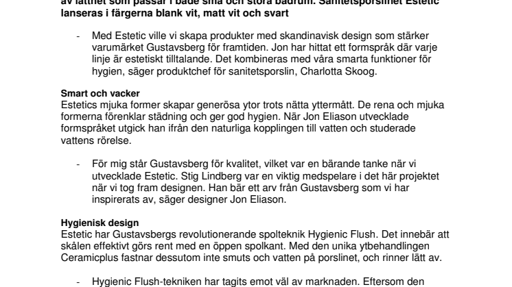 Vackrare badrum med Jon Eliason - Gustavsberg lanserar Estetic