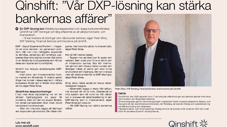 Qinshift: ”Vår DXP-lösning kan stärka bankernas affärer”