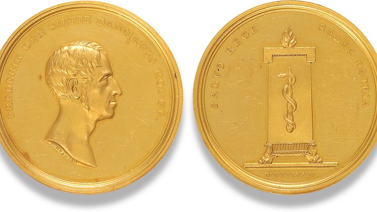 Kongens helbredelse, 1822, Conradsen, B 93, 47 mm - guldmedaille i original æske.tiff