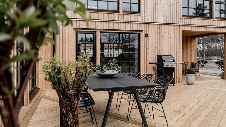 Ett av OBOS visningshus, här från varumärket Myresjöhus. 