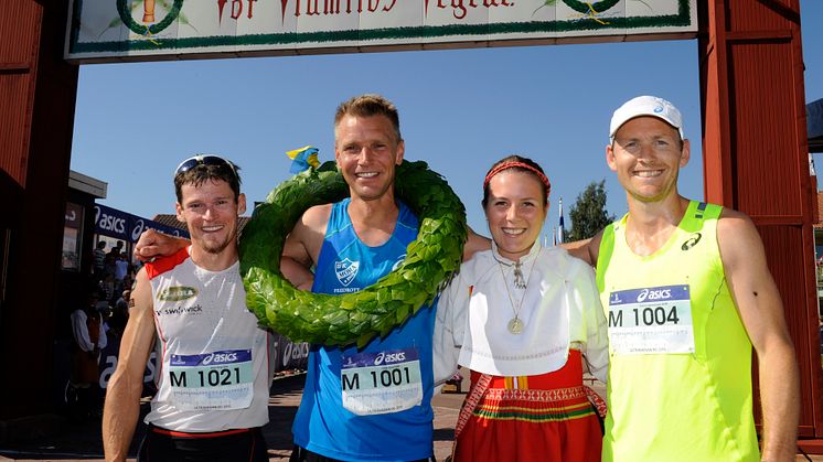 Top 3 Ultravasan 2015 at the famous Vasaloppet finish in Mora, Sweden