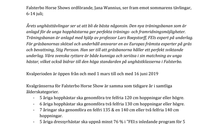 Nytt system för unghästkval till Falsterbo Horse Show