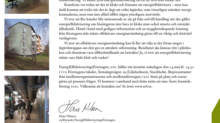 EEF om energieffektivisering: attraktiv design av kloka idéer tilltalar fler