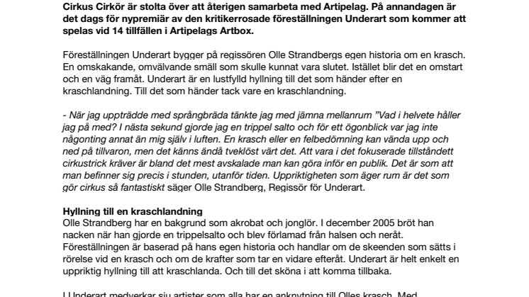 Cirkus Cirkör tillbaka på Artipelag!