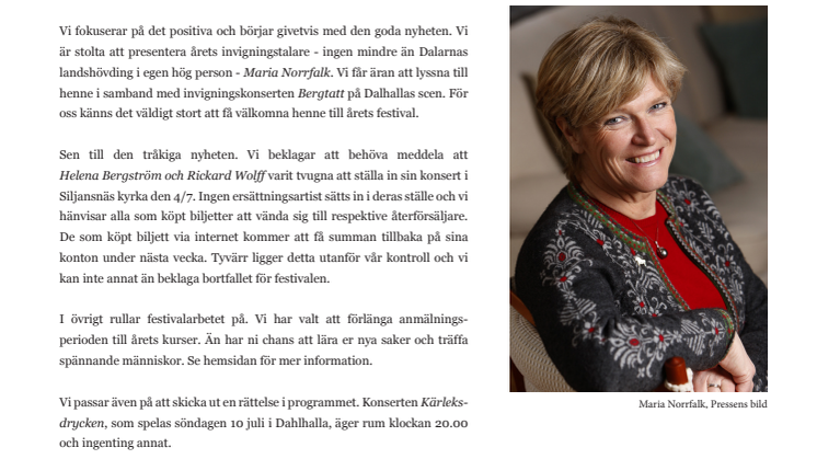 Musik vid Siljan bjuder på en väldigt bra (och en mindre bra) nyhet!