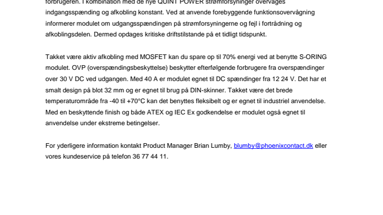 Aktive redundansmoduler som OVP variant