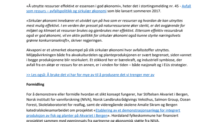 Sirkulær økonomi i sanntid på Akvariet i Bergen