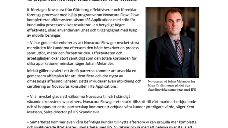 Novacura och IFS tecknar skandinaviskt samarbetsavtal