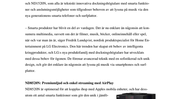 MUSIK MED STIL I SOMMAR NÄR LG LANSERAR NYA DOCKNINGSHÖGTALARE