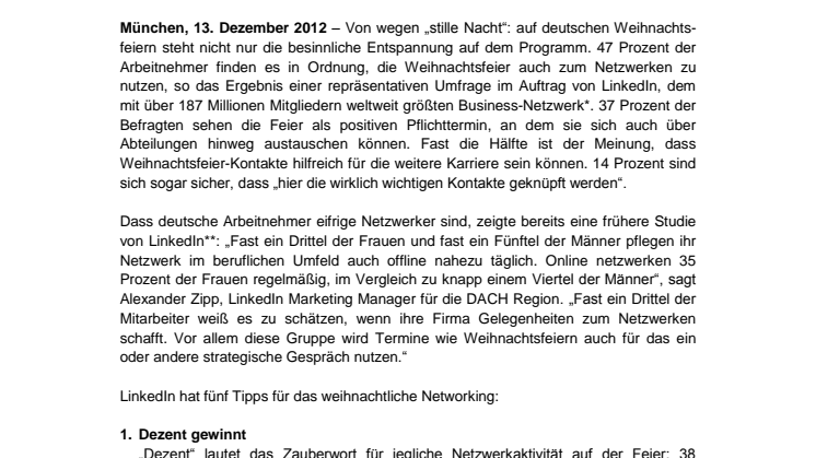 Oh Du Nützliche: Deutsche pflegen ihr Netzwerk auf der Weihnachtsfeier