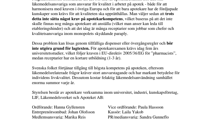 Informationsbrev - Apotekarsällskapet