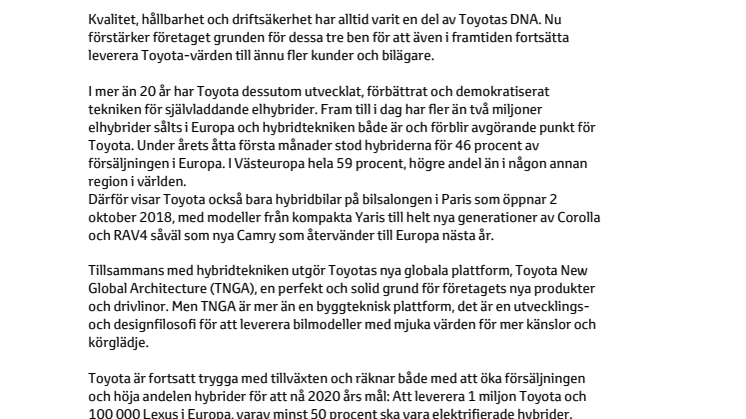 Toyota stärker sitt DNA för framtida tillväxt