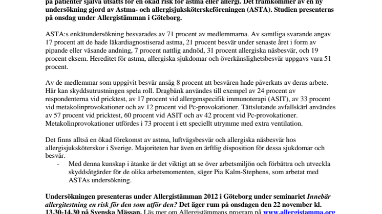 Allergitestning – en risk för den som utför testet