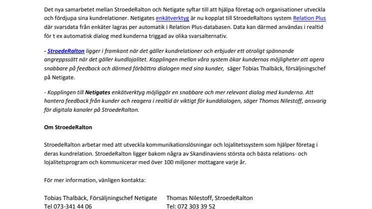 Netigate och StroedeRalton i nytt samarbete