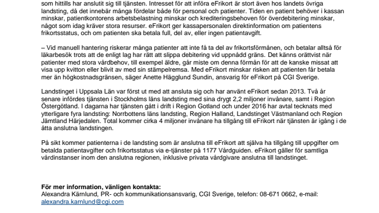 Region Jämtland Härjedalen inför eFrikort för smidigare läkarbesök