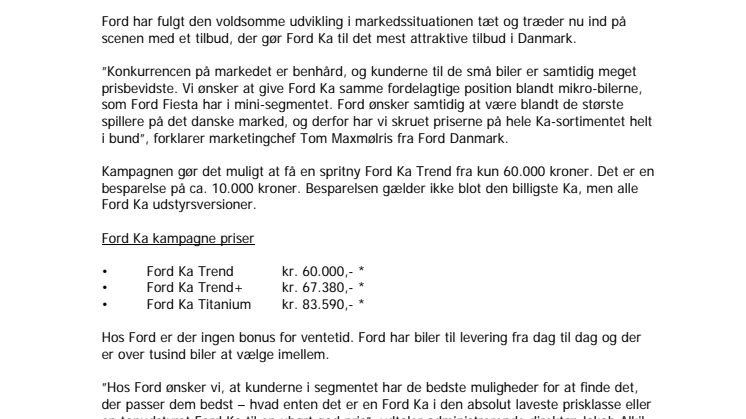 Spar op til 10.000,- på Ford Ka