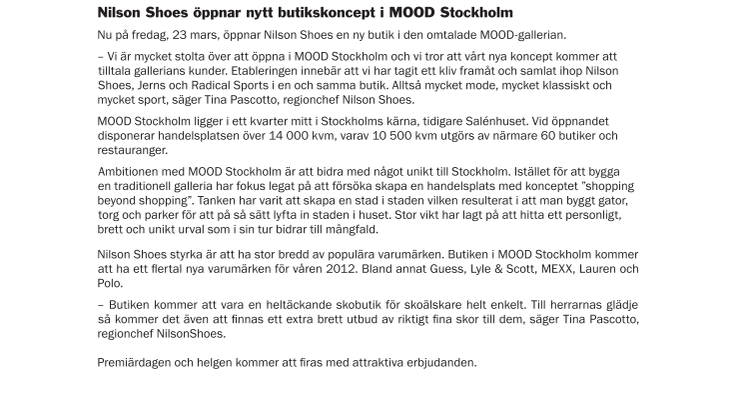 Nilson Shoes öppnar nytt butikskoncept i MOOD Stockholm