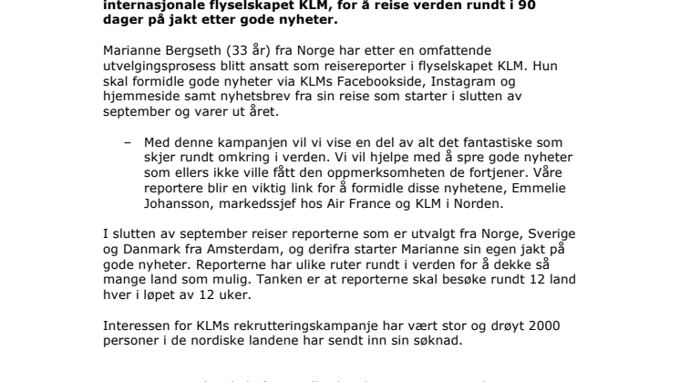KLMs jorden-rundt-reporter er klar for avgang