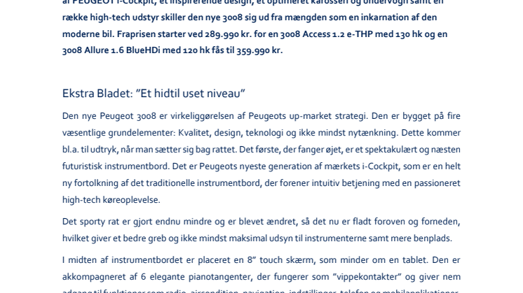 Danmarkspremiere på den nye 3008 i weekenden den 29.-30. oktober