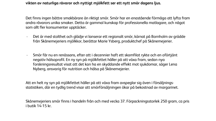 Efterlängtad nyhet - smör från Skånemejerier