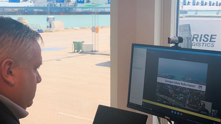 Digitalt möte med infrastrukturminister Tomas Eneroth i Trelleborgs Hamn
