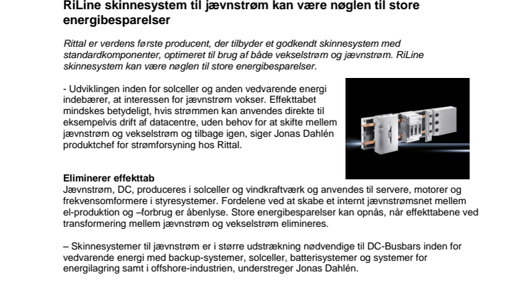 RiLine skinnesystem til jævnstrøm kan være nøglen til store energibesparelser