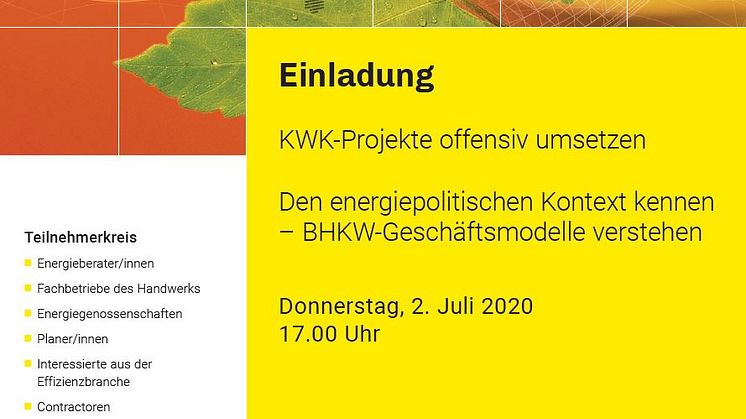 Anmeldungen zur Veranstaltung können online über die Webseite der KlimaschutzAgentur erfolgen