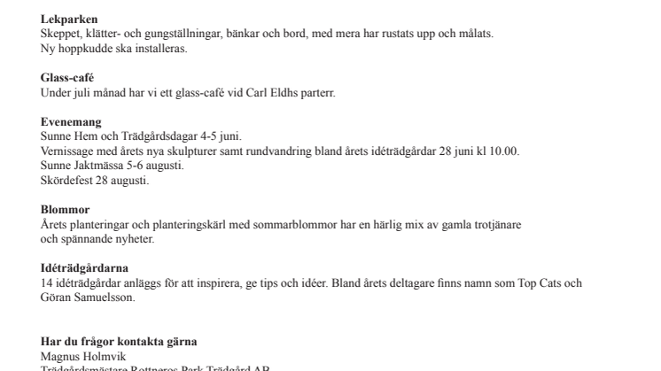 Rottneros park öppnar för säsongen