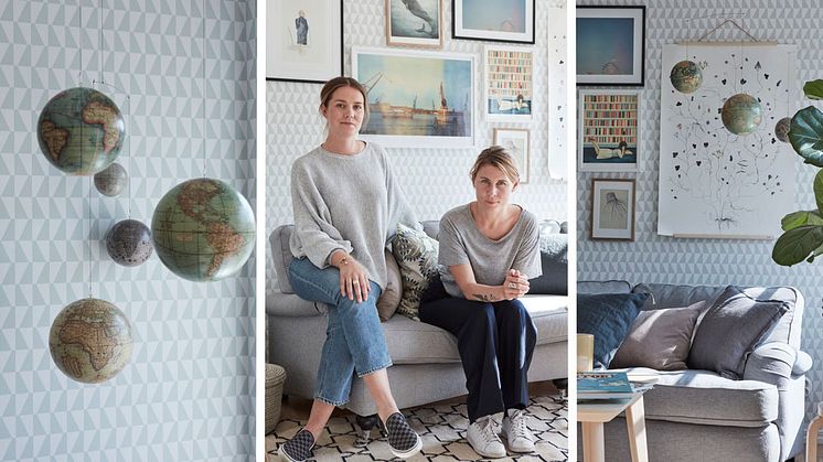 Johanna Bradford och Kristin Krickelin Lagerqvist i allrummet hemma hos familjen Falk.