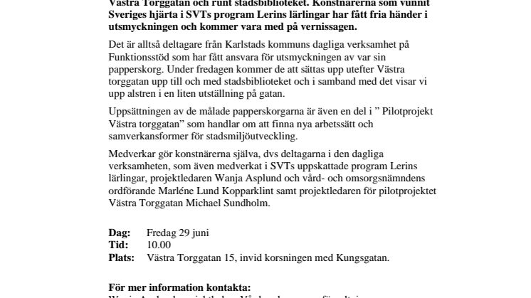 Pressinbjudan: Välkommen på vernissage – konst på papperskorg!