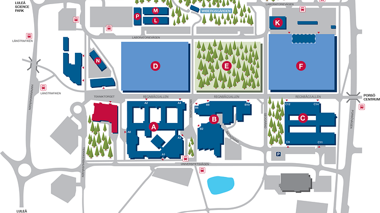 Karta Luleå tekniska universitet, Campusomställning