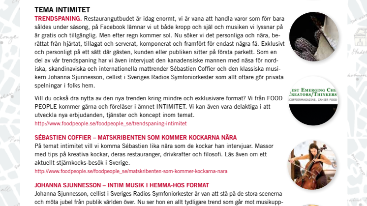 FOOD PEOPLE Nyhetsbrev Augusti 2011