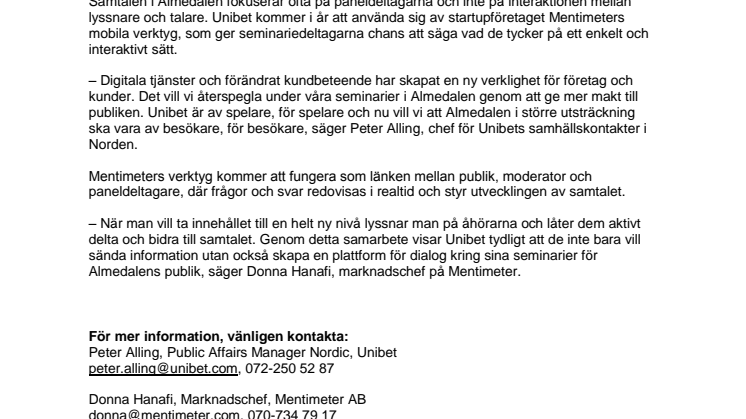Unibet ger publiken makten under Almedalsveckan