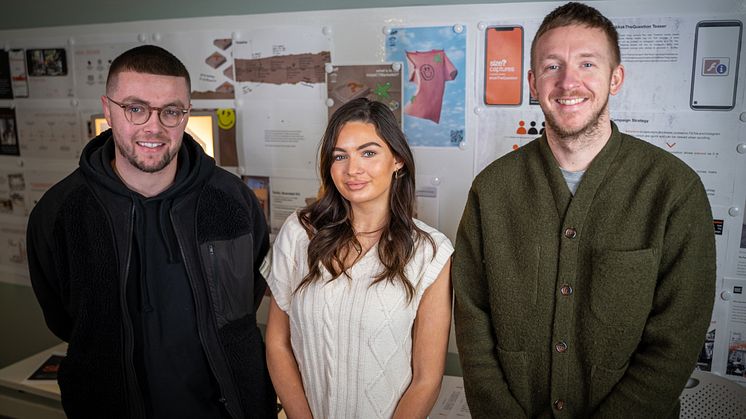 Cameron Poole, Sophie Clayton and Daniel Langhorn from size? are supporting Northumbria students with a live project.