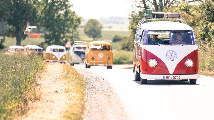 Beim Midsummer Bulli Festival werden alte und neue Bulli-Modelle zur Schau gestellt. ©Thomas Burblies