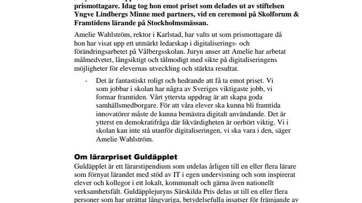 Rektor från Karlstad vinner Guldäpplejuryns särskilda pris 2018 