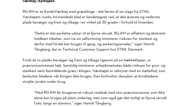 Sikker og præcis fjernelse af ukrudt med den nye græsklinge RG-KM 