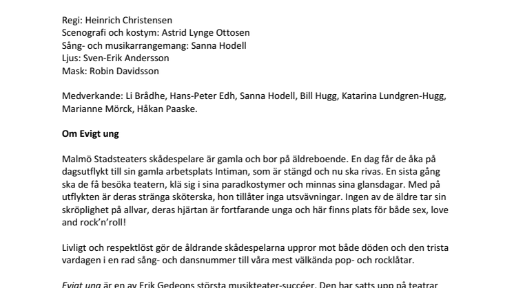 EVIGT UNG – sex, love and rock'n'roll på Intiman!